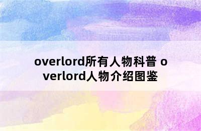 overlord所有人物科普 overlord人物介绍图鉴